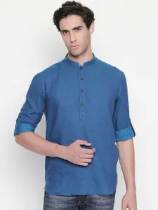 indus route by Pantaloons Men Blue Solid Straight Kurta