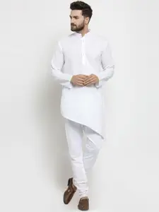 TREEMODA Men White Solid Linen Kurta with Pyjamas