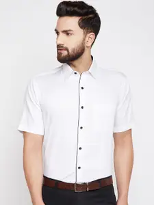 Hancock Men White Slim Fit Solid Formal Shirt