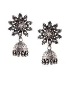 Silvermerc Designs Silver-Plated Oxidised Dome Shaped Jhumkas