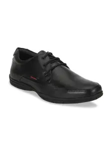 Red Chief Black Leather Formal Derby Shoes for Men