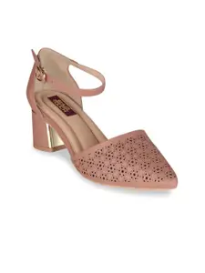 SHUZ TOUCH Women Nude-Coloured Woven Design Pumps