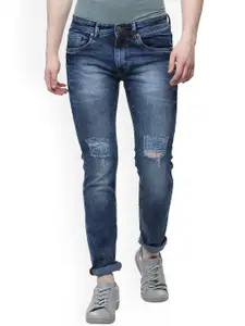 People Men Blue Skinny Fit Mid-Rise Mildly Distressed Jeans