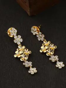 Tistabene Women Gold-Plated Floral Drop Earrings