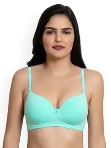 Zivame Zivame Green & Green Solid Non-Wired Lightly Padded T-shirt Bra
