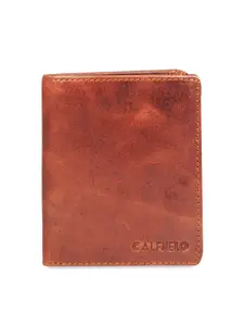 CALFNERO Men Tan Solid Two Fold Wallet