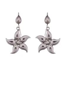 Silvermerc Designs 9.25 Sterling Silver Floral Drop Earrings with Oxidised Silver-Plating
