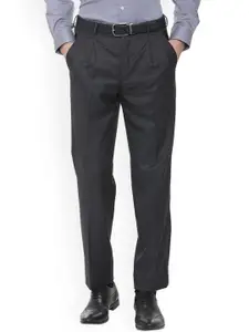 Louis Philippe Men Grey Regular Fit Solid Formal Trousers