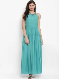 Taurus Women Sea Green Solid Maxi Dress