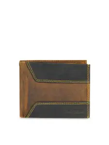 CALFNERO Men Brown Colorblocked Two Fold Wallet