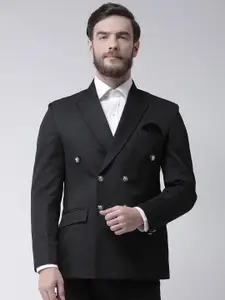 Hangup Men Black Solid Regular Fit Double-Breasted Blazer