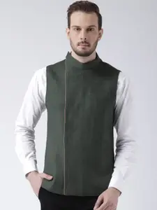 KISAH Men Green Solid Nehru Jacket