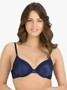 Amante Solid Padded Wired Sheer Stripes T-Shirt Bra - BRA14804