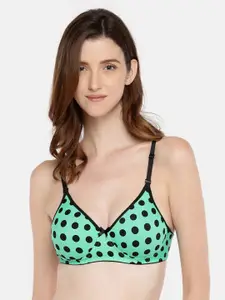 Lady Love Green & Black Printed Non-Wired Lightly Padded Everyday Bra