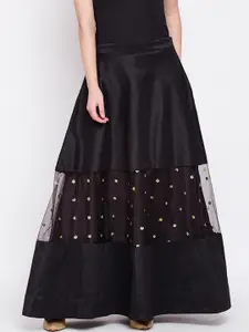 Studio Rasa Women Black Solid A-Line Maxi Skirt