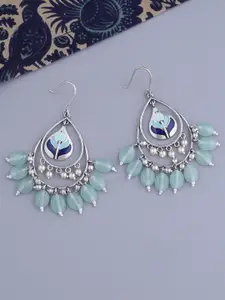 Voylla Silver-Plated & Blue Classic Drop Earrings