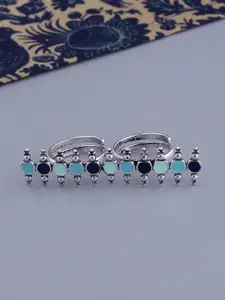 Voylla Women Silver-Plated & Blue Finger Ring