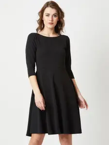 Miss Chase Women Black Solid Fit and Flare Dress