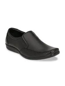 Fentacia Men Black Leather Formal Slip-On Shoes