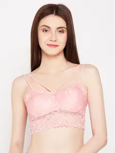 Lebami Pink Lace Non-Wired Lightly Padded Bralette Bra 527-GAAJRI