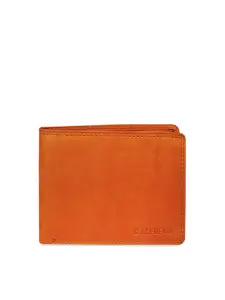 CALFNERO Men Tan Brown Solid Leather Two Fold Wallet