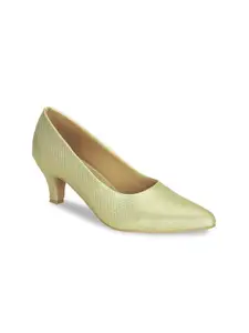 Get Glamr Women Gold-Toned Solid Pumps