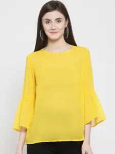 Purple State Women Yellow Solid Top