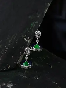 Voylla Silver-Toned Dome Shaped Jhumkas