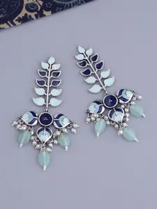 Voylla Silver-Toned Contemporary Drop Earrings