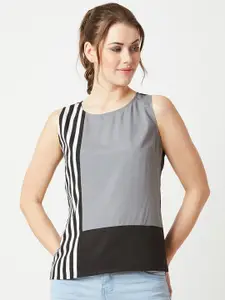 Miss Chase Women Grey Striped Top
