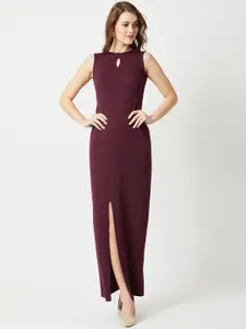 Miss Chase Women Maroon Solid Maxi Dress