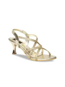 VALIOSAA Women Gold-Toned Solid Heels