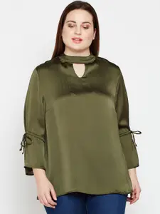 Oxolloxo Women Green Solid A-Line Top