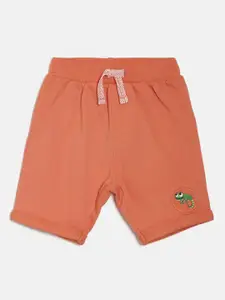 MINI KLUB Boys Orange Solid Regular Fit Regular Shorts