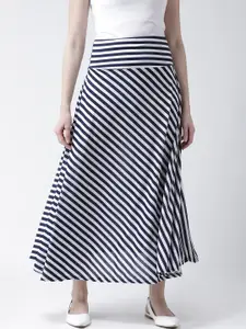 Castle Women Navy Blue & White Striped A-line Skirt