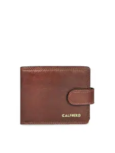 CALFNERO Men Brown Solid Leather Two Fold Wallet