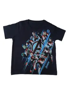 Marvel by Wear Your Mind Boys Navy Blue Printed Round Neck T-shirt