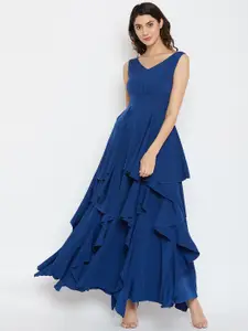 Berrylush Women Blue Solid Maxi Dress