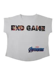 Marvel by Wear Your Mind Girls Off-White Printed Round Neck T-shirt