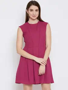 Imfashini Women Pink Solid Fit and Flare Dress