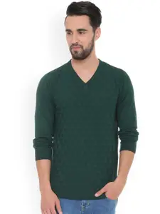 Allen Solly Men Green Self Design Sweater