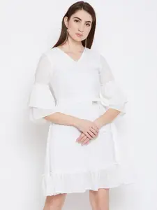 Imfashini Women White Fit and Flare Dress