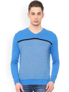 Allen Solly Men Blue Self Design Sweater