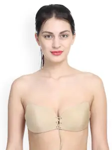 Quttos Beige Solid Non-Wired Lightly Padded Push-Up Bra QT-1-BR-20307736C