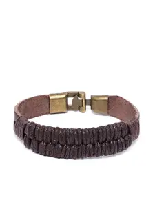 Alvaro Castagnino Brown Leather Wraparound Bracelet