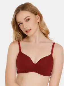 Zivame Red Solid Non-Wired Padded T-shirt Bra PY1022