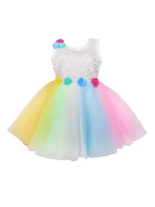 Wish Karo Girls Multicoloured Embellished Fit and Flare Dress