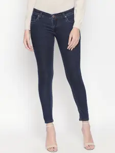 High Star Women Navy Blue Slim Fit Mid-Rise Clean Look Stretchable Jeans