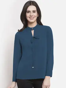 Martini Women Teal Blue Solid Top