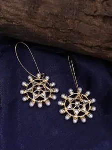 Shoshaa Gold-Plated & Off-White Circular Drop Earrings